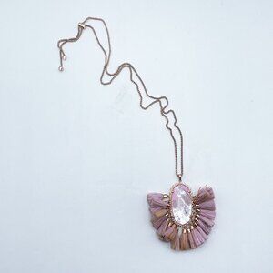 Kendra Scott Betsy Pink Shell Pendant Necklace With Lavender Tassels & Rose Gold